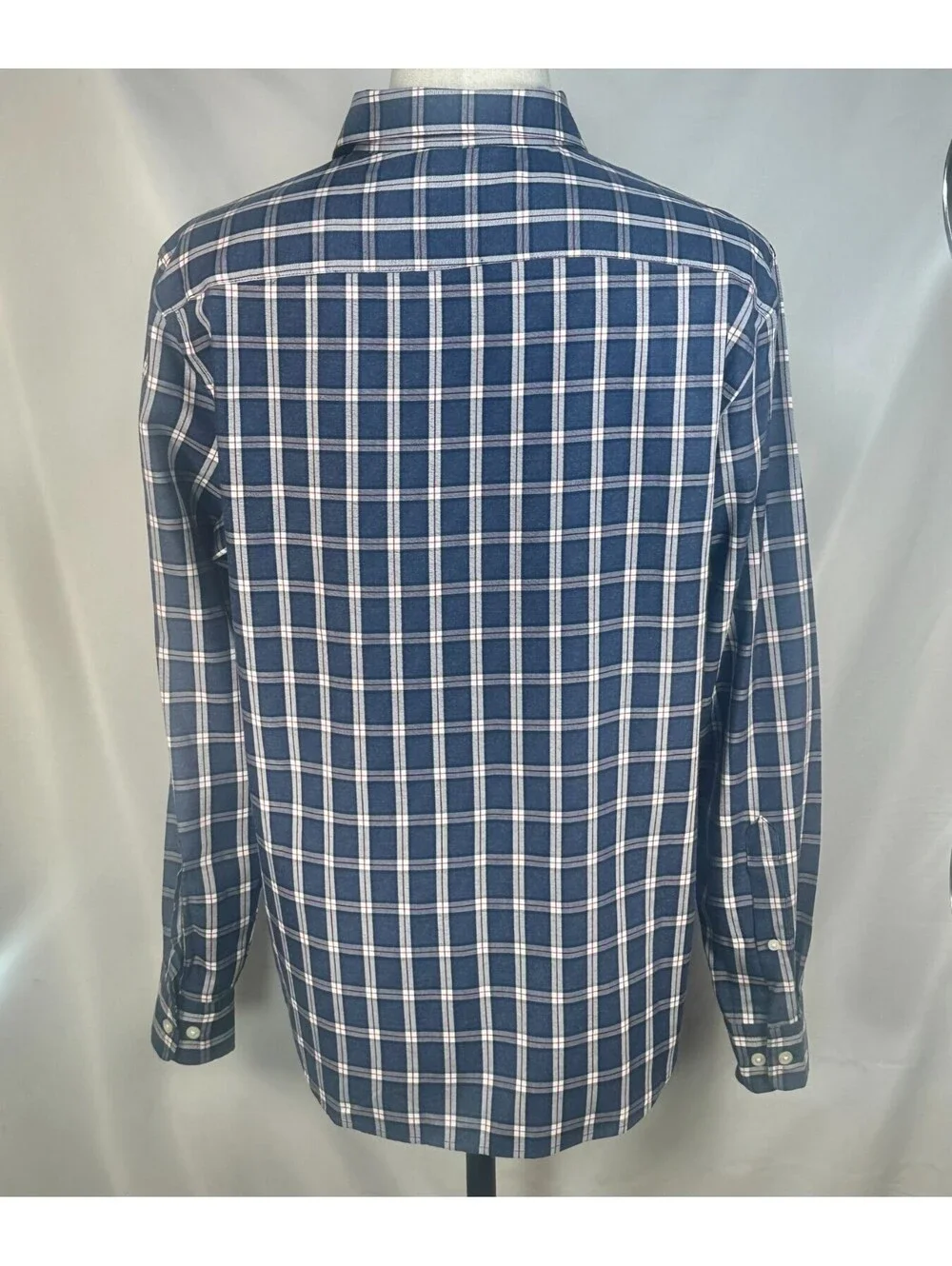 Banana Republic Check Plaid Untucked Button Up Blue Mens L